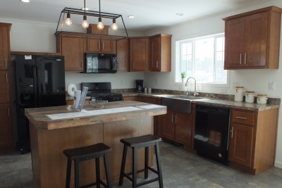 A photo of a kitchen interior in ranch modular home 297.