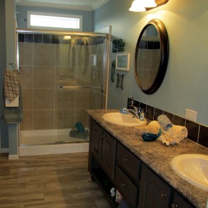 Photo of manufactured home bathroom bathroom vanity with walk in shower