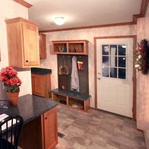 Photo of manufactured home interior living room and entry way