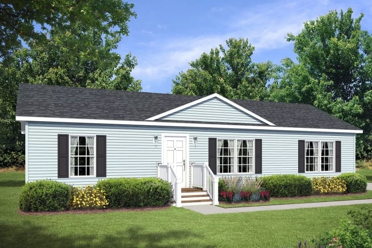 Modular ranch LE-113 exterior A Rendering Of Modular Ranch Le-113 Blue Exterior