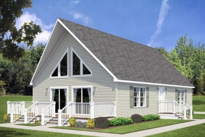 Rendering Of Modular Chalet Le-158 White Exterior