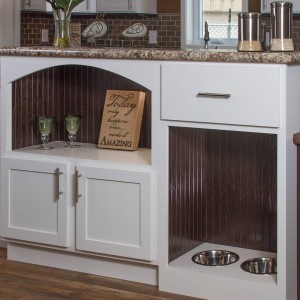 Modular and manufactured home kitchen white wood storage area