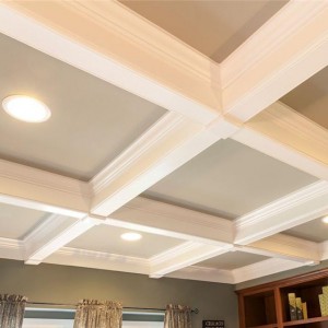 Photo of manufactured home interior ceiling with bright recessed lighting